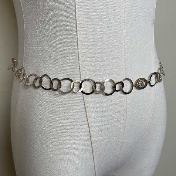 Mixed Metal Interlocking Circle Chain Link Belt Necklace Silver Gold Y2K Boho - Picture 2 of 7